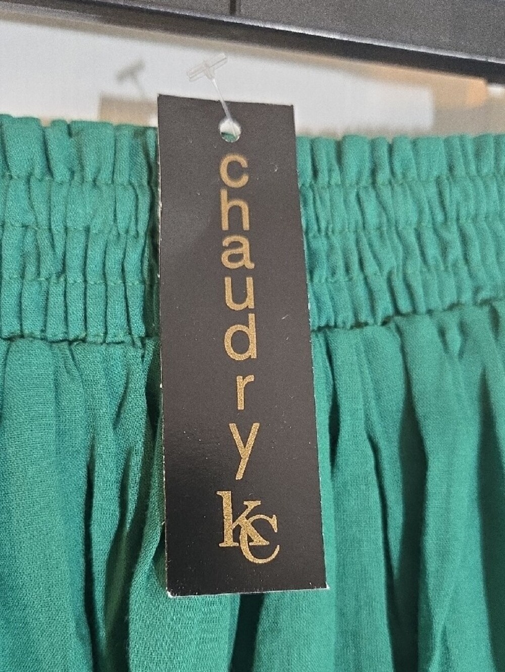 Chaudry KC emerald Green Cotton Gathered Midi Skirt Size Small - Picture 2 of 8